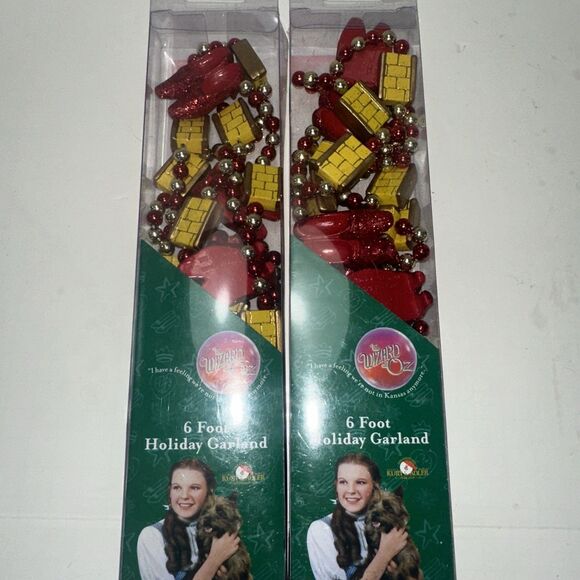 2 The Wizard of Oz 6 Foot Garland Kurt S. Adler Ruby Slippers yellow brick  Road - Picture 6 of 10